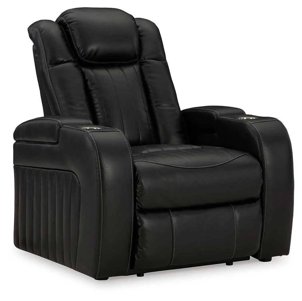 Caveman Den Midnight Faux Leather Power Recliner - Image 2