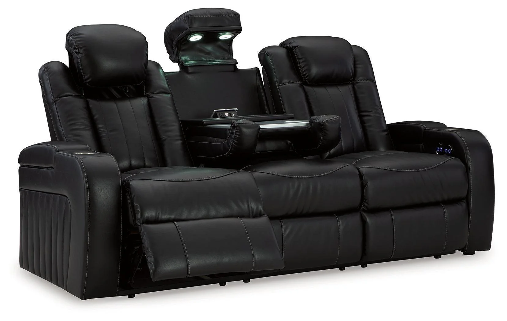 Caveman Den Midnight Faux Leather Power Reclining Sofa - Image 3
