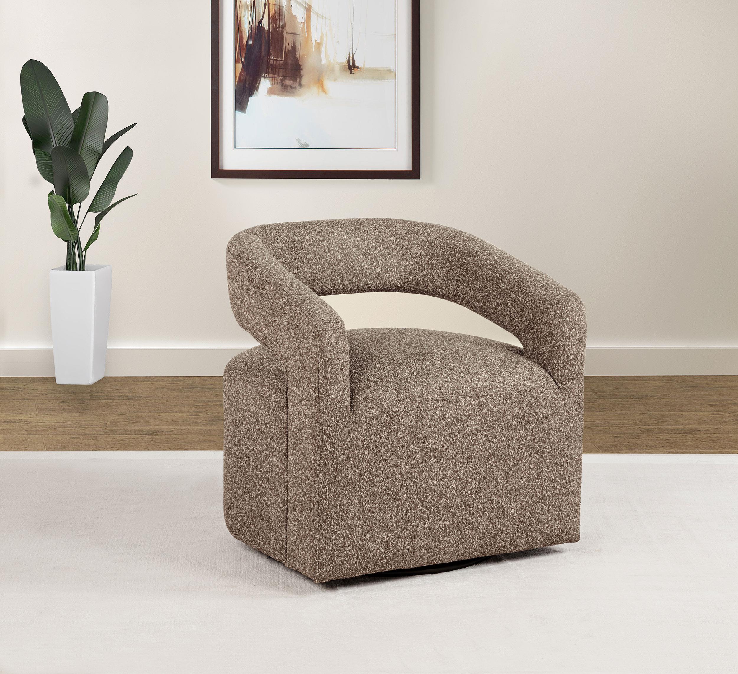 Westhill Boucle Upholstered Swivel Accent Chair Rocky Road - Image 2