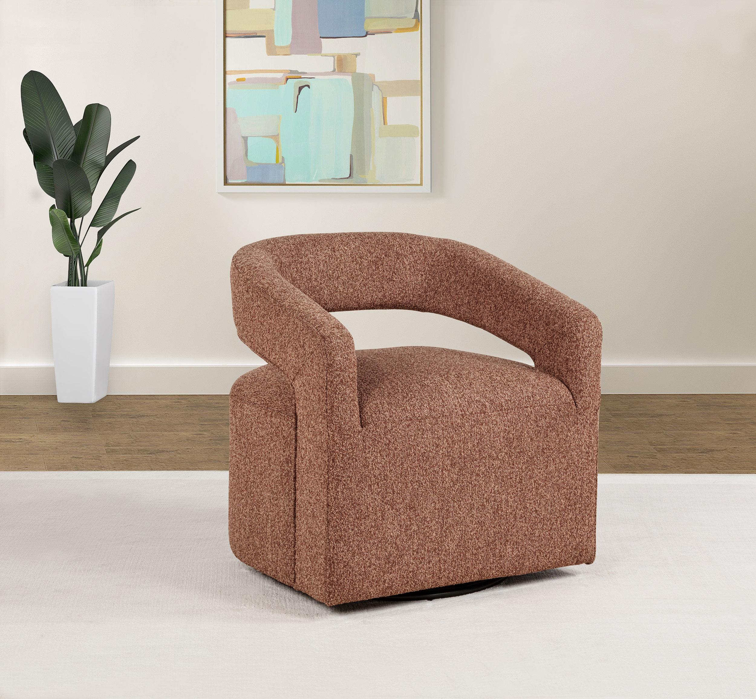 Westhill Boucle Upholstered Swivel Accent Chair Berry - Image 2