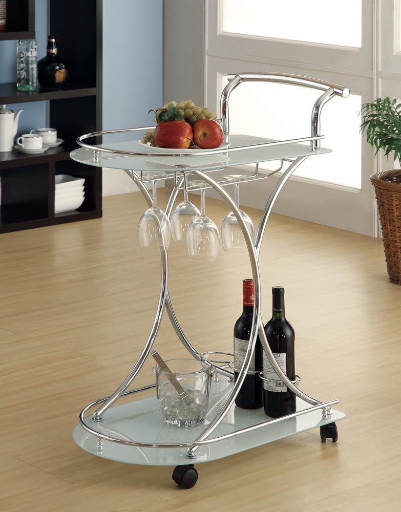 Elfman 2 shelve Serving Cart Chrome White