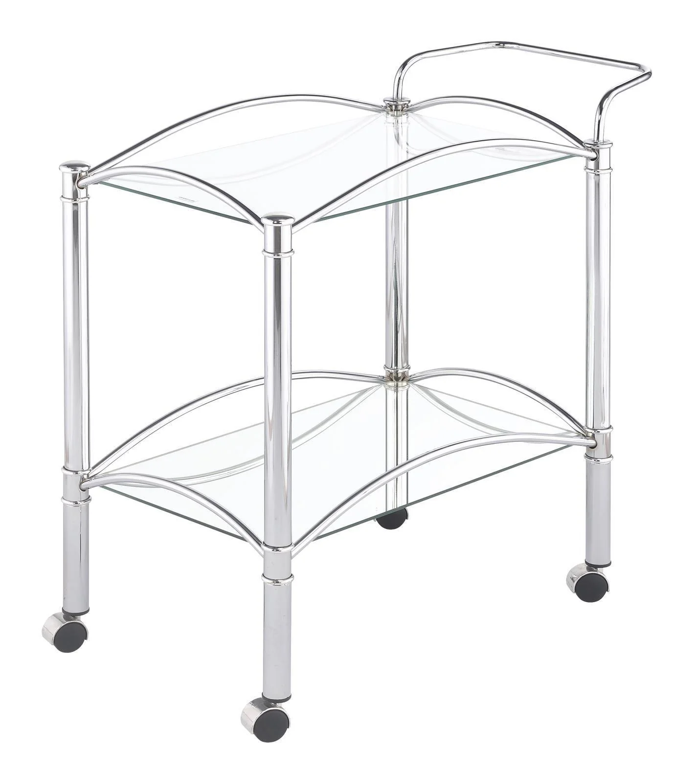 Shadix 2-tier Serving Cart with Glass Top Chrome Clear - Image 2