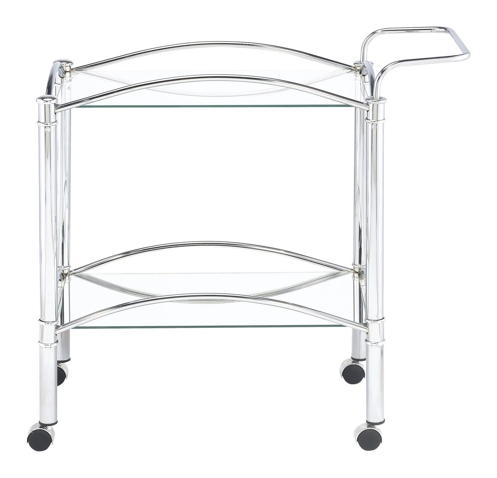 Shadix 2-tier Serving Cart with Glass Top Chrome Clear - Image 3