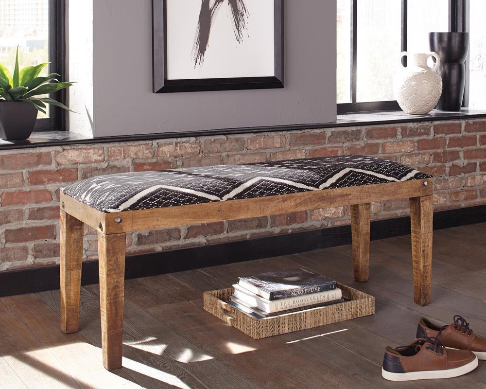 Lamont Rectangular Upholstered Bench Natural Navy