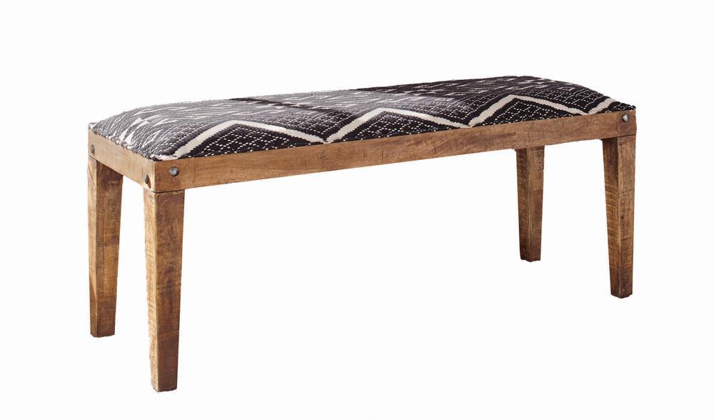 Lamont Rectangular Upholstered Bench Natural Navy - Image 2