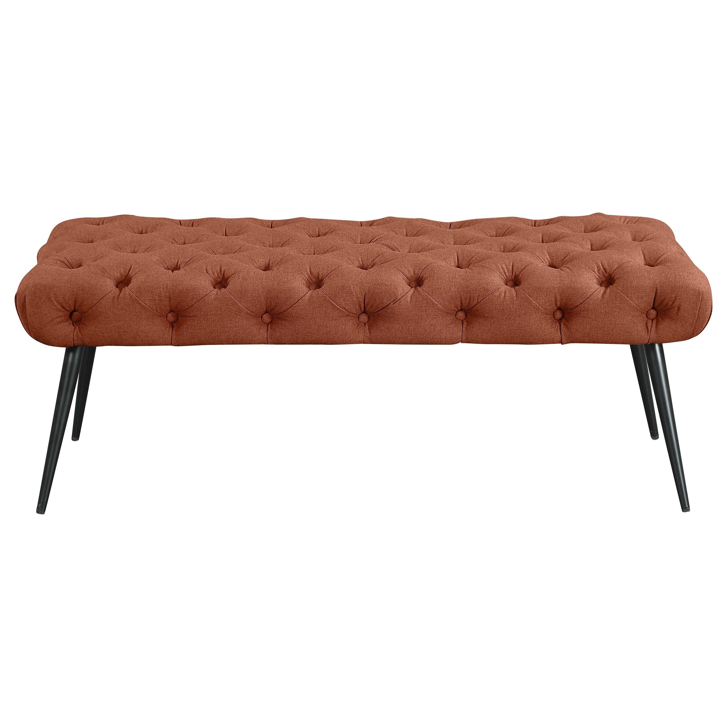 Ella Upholstered Tufted Bench Metal Legs Rust - Image 3