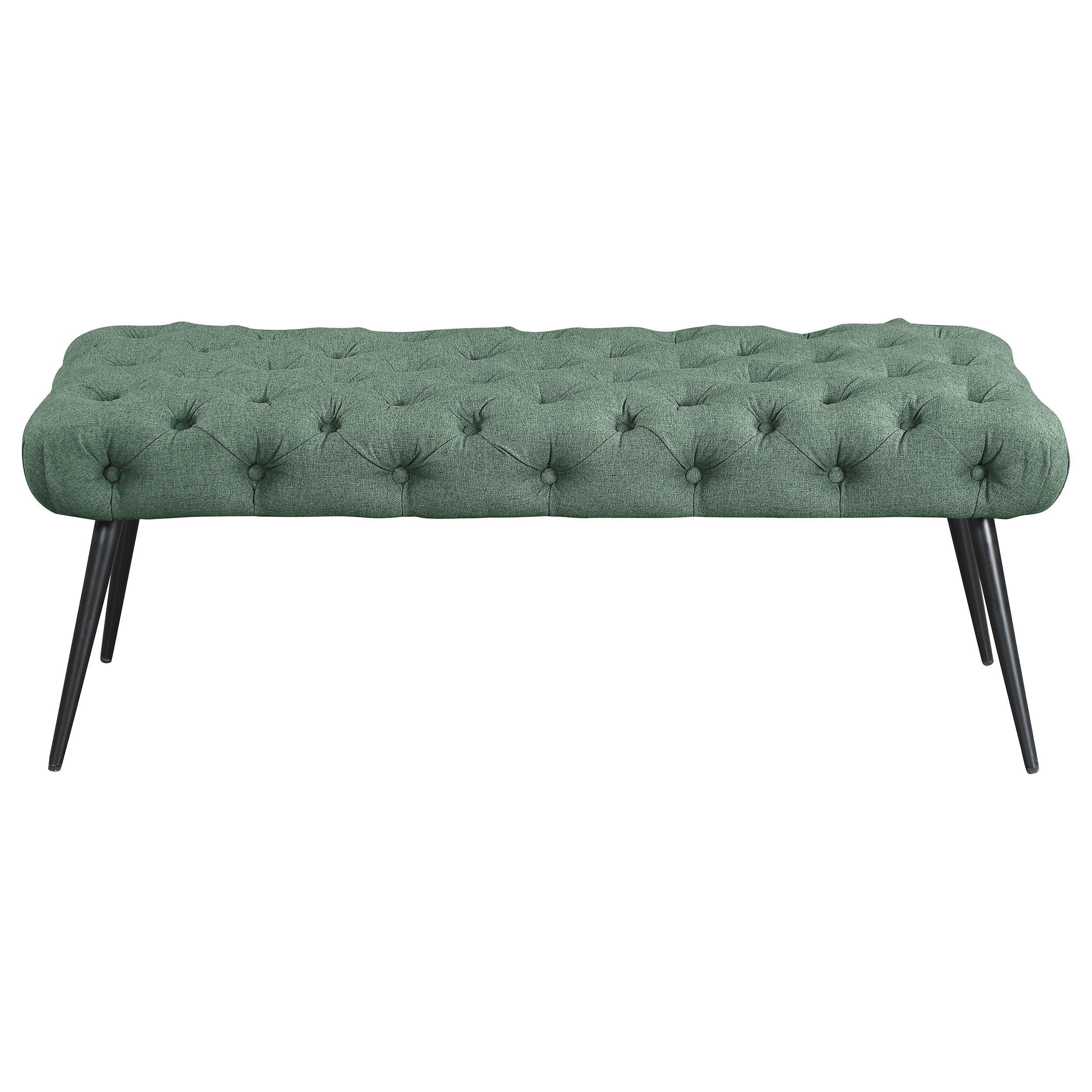 Ella Upholstered Tufted Bench Metal Legs Teal - Image 3