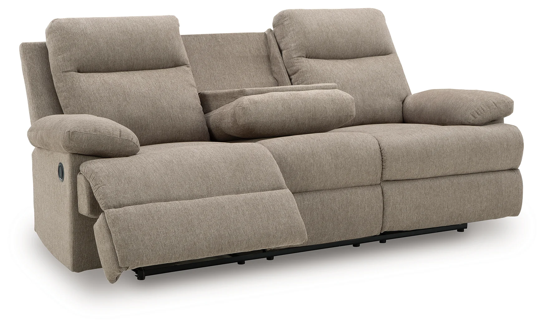 Side-Swipe Mocha Chenille Reclining Sofa with Drop Down Table - Image 2
