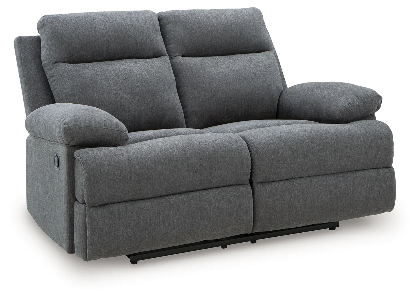 Side-Swipe Charcoal Chenille Reclining Loveseat - Image 2