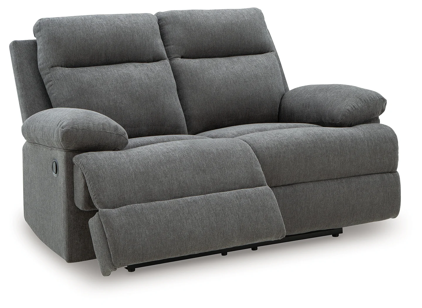 Side-Swipe Charcoal Chenille Reclining Loveseat - Image 3