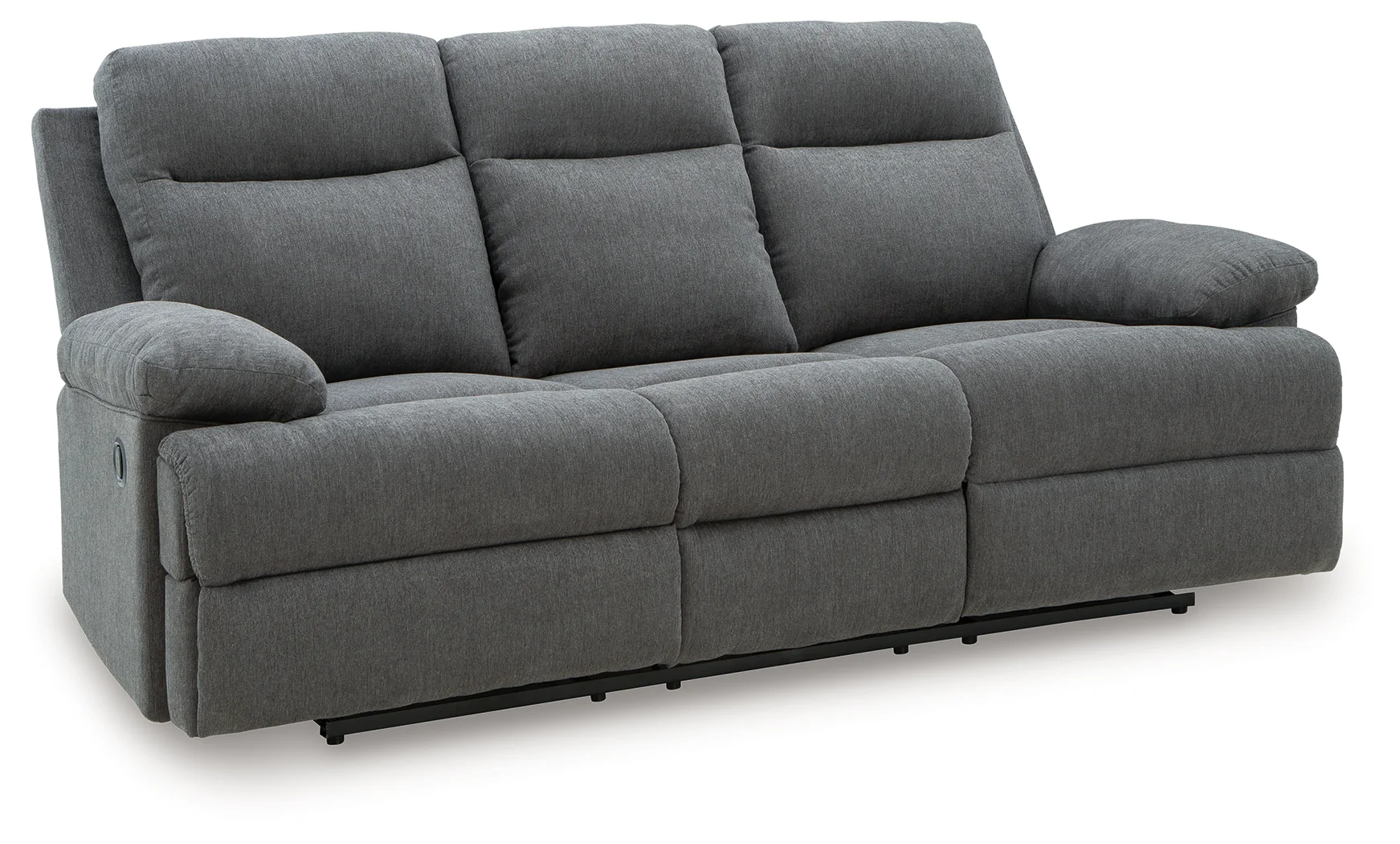 Side-Swipe Charcoal Chenille Reclining Sofa with Drop Down Table - Image 2