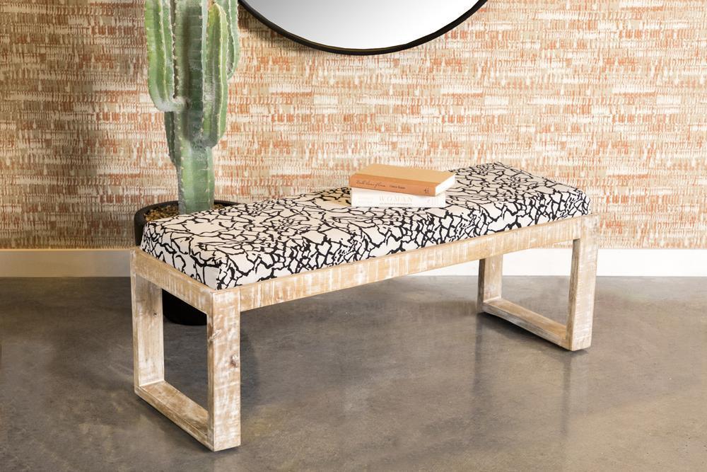 Aiden Sled Leg Upholstered Accent Bench Black White