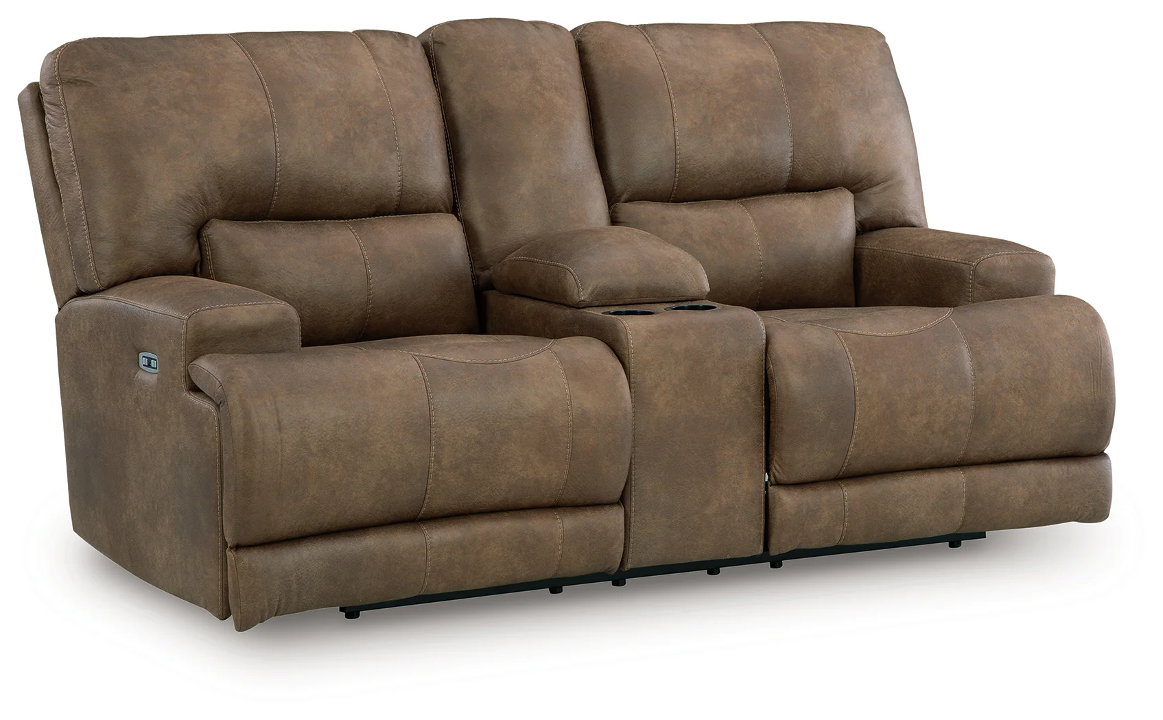 Beckley Place Earth Faux Leather Power Reclining Loveseat with Console - Image 2