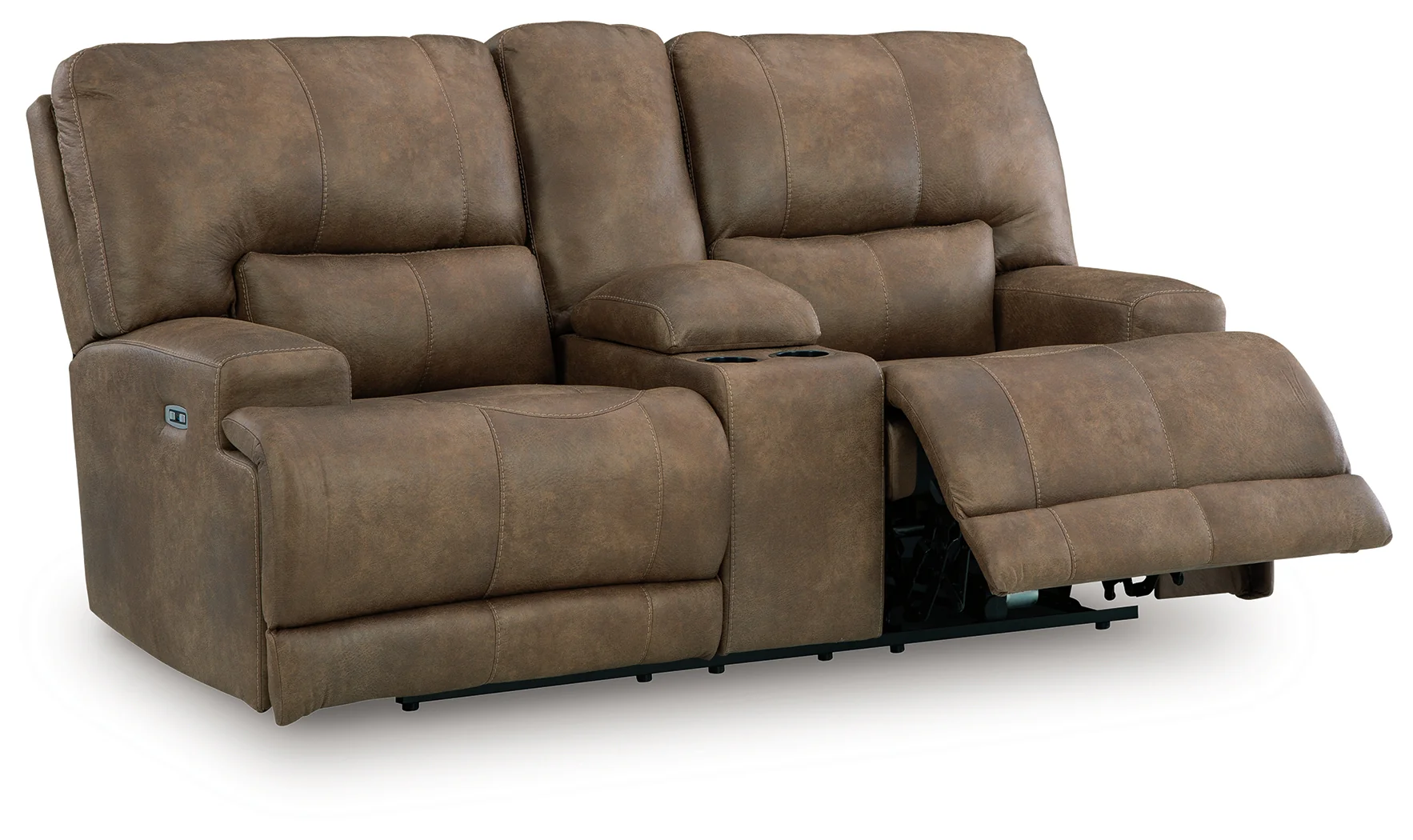 Beckley Place Earth Faux Leather Power Reclining Loveseat with Console - Image 3