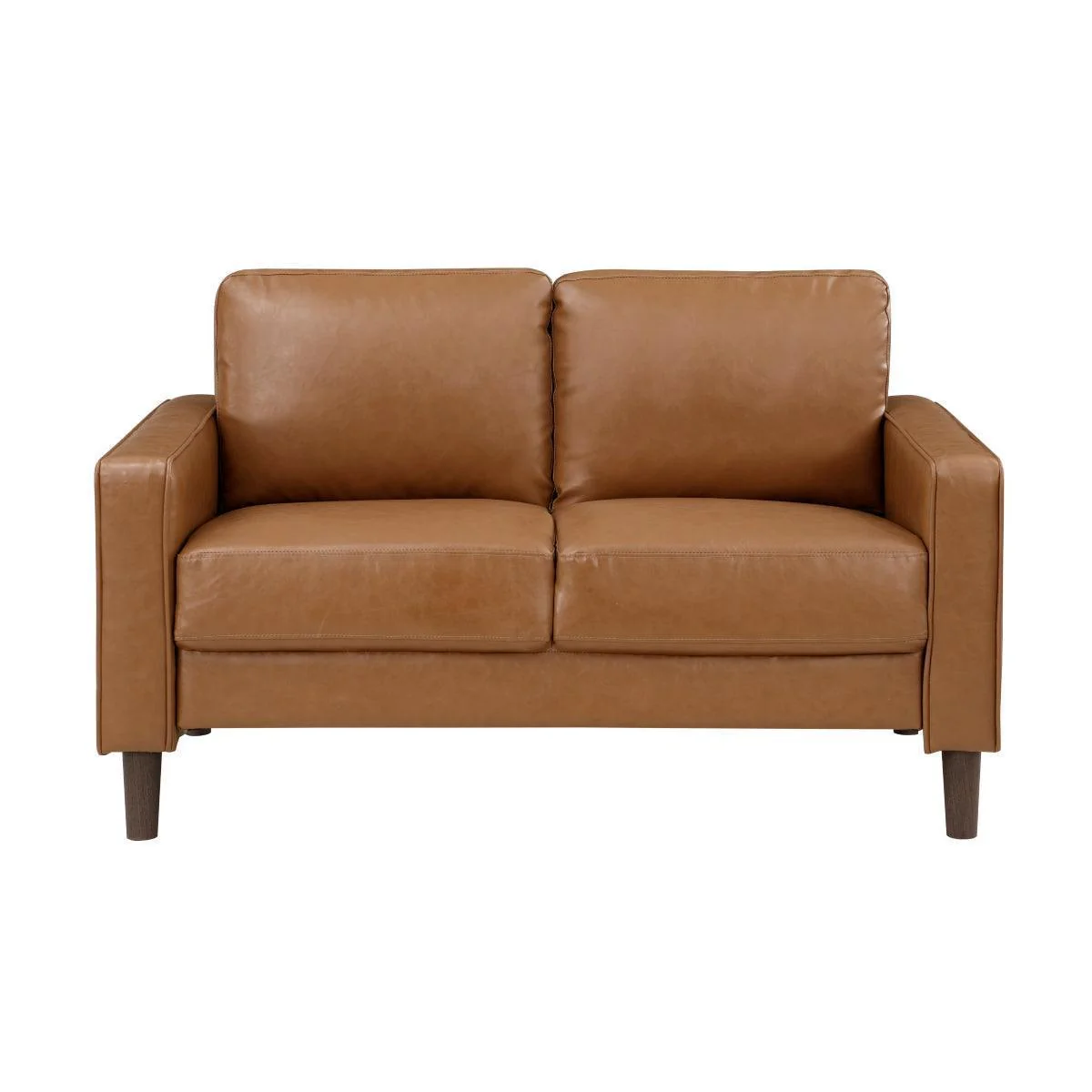 Malcolm Brown Faux Leather Loveseat - Image 1