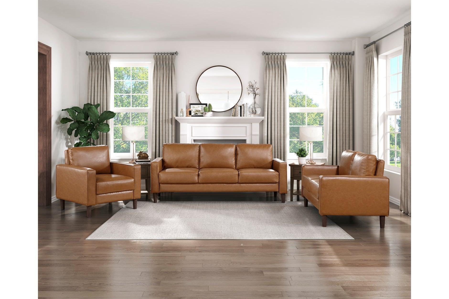 Malcolm Brown Faux Leather Living Room Set - Image 2