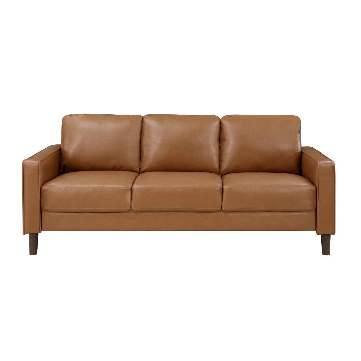 Malcolm Brown Faux Leather Sofa - Image 1