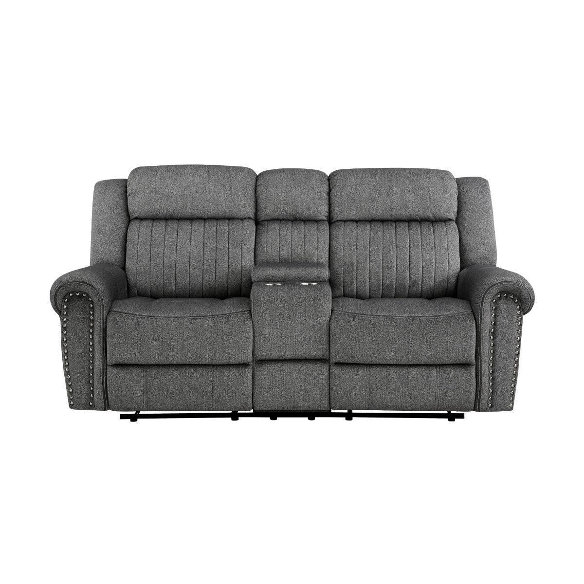 Brennen Charcoal Reclining Loveseat - Image 1