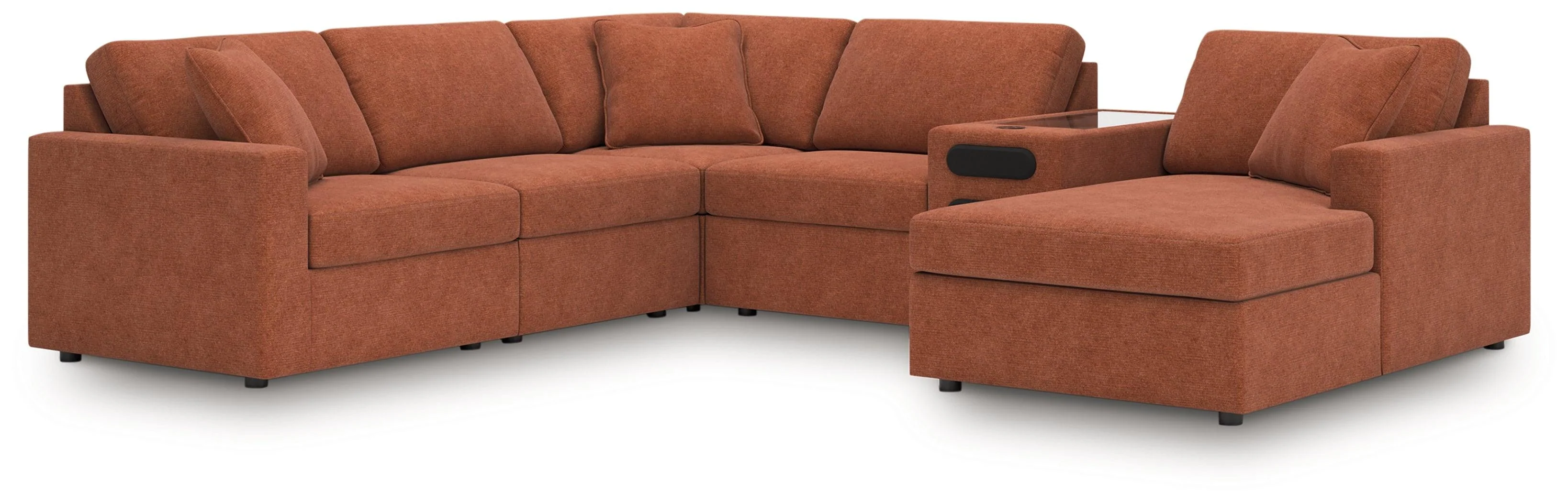 Modmax Spice Performance Fabric,Next-Gen Nuvella™ 6-Piece Sectional with Audio System and Chaise - Image 2