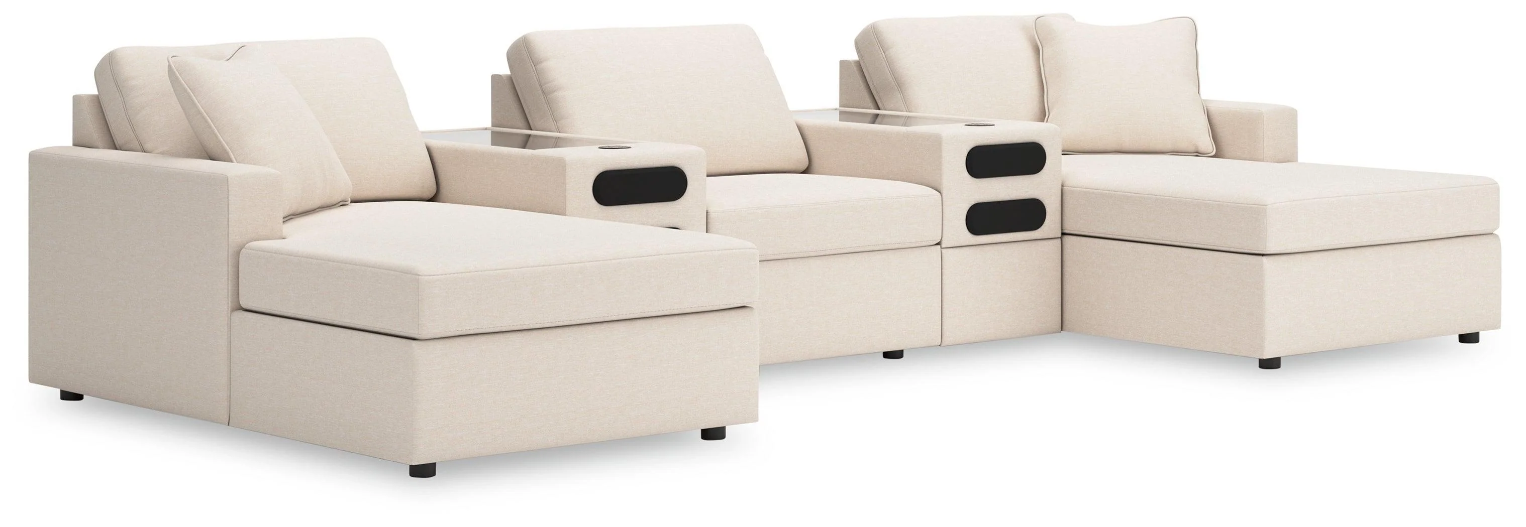 Modmax Oyster Nuvella® 5-Piece Double Chaise with Audio Consoles - Image 2