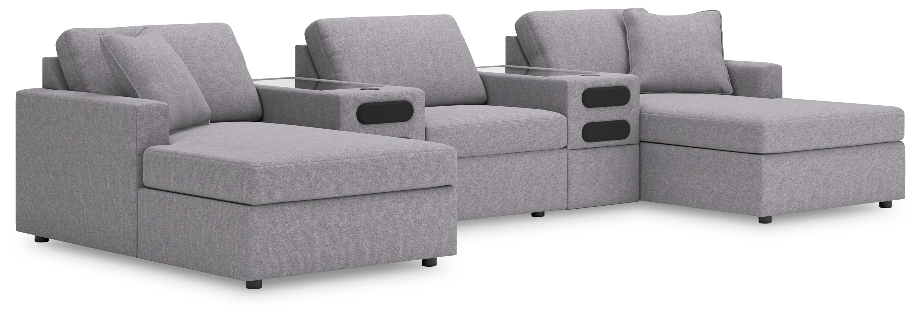 Modmax Granite Performance Fabric,Next-Gen Nuvella™ 5-Piece Sectional with Chaise and Audio Console - Image 2