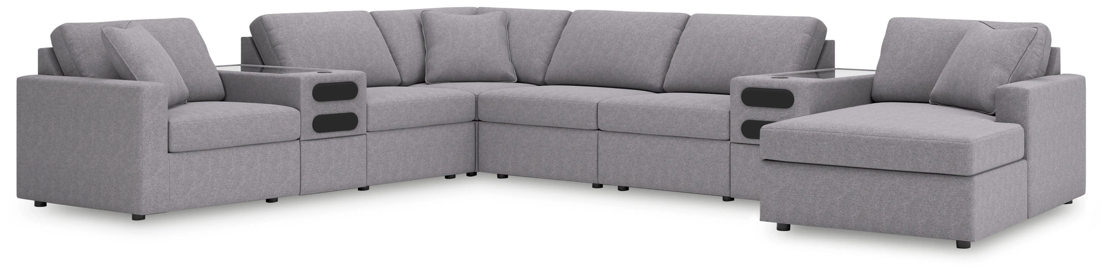 Modmax Granite Performance Fabric,Next-Gen Nuvella™ 8-Piece Sectional with Audio System and Chaise - Image 2