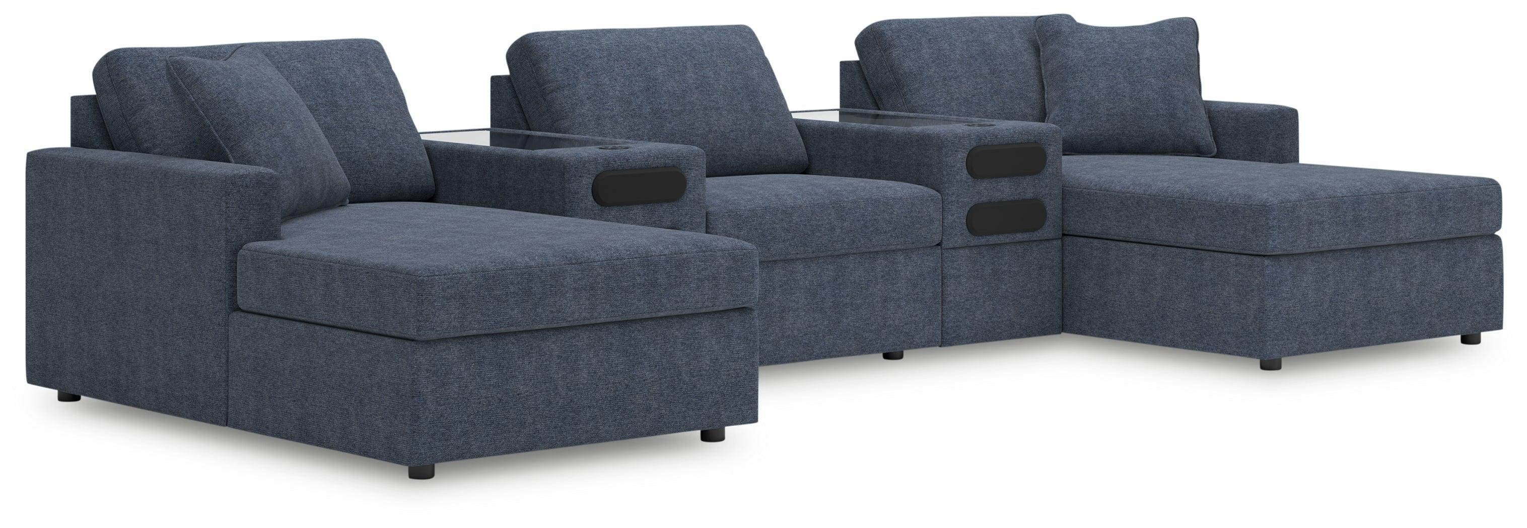 Modmax Ink Performance Fabric,Next-Gen Nuvella™ 5-Piece Double Chaise with Audio Consoles - Image 2