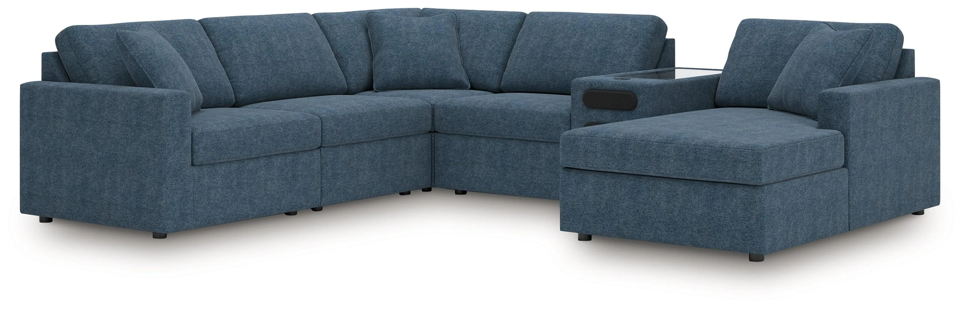 Modmax Ink Performance Fabric,Next-Gen Nuvella™ 6-Piece Sectional with Audio System and Chaise - Image 2