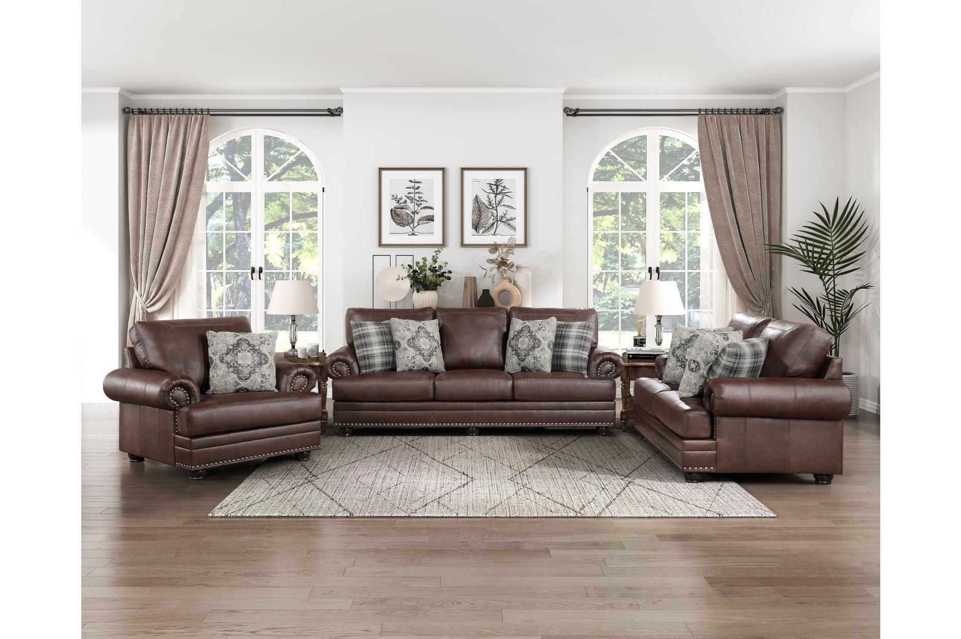 Franklin Dark Brown Faux Leather Living Room Set - Image 2