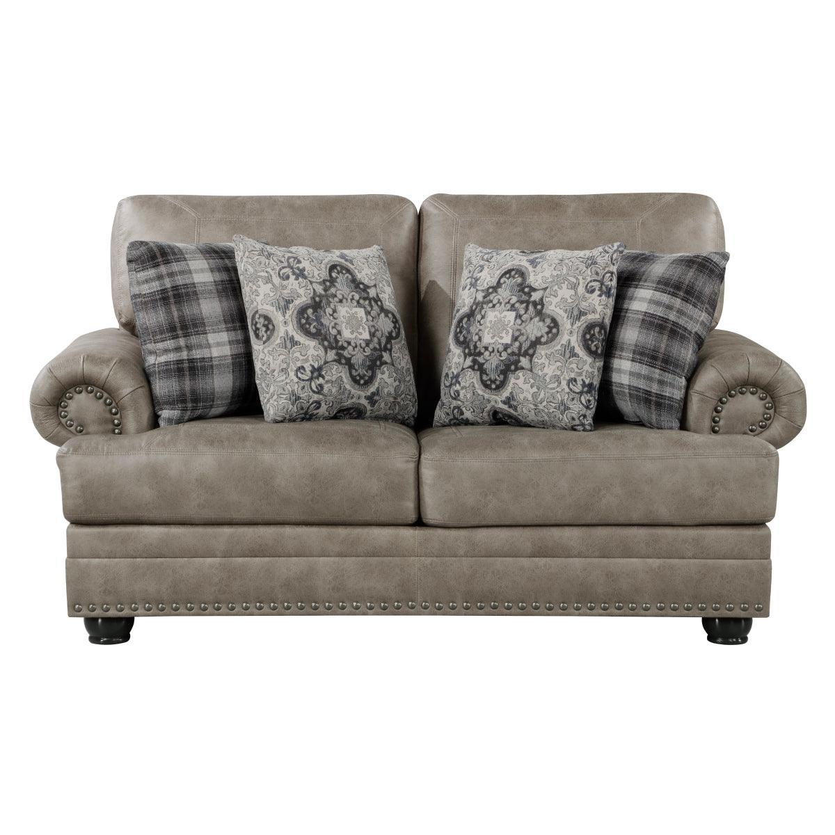 Gray Faux Leather Tufted Loveseat - Image 1