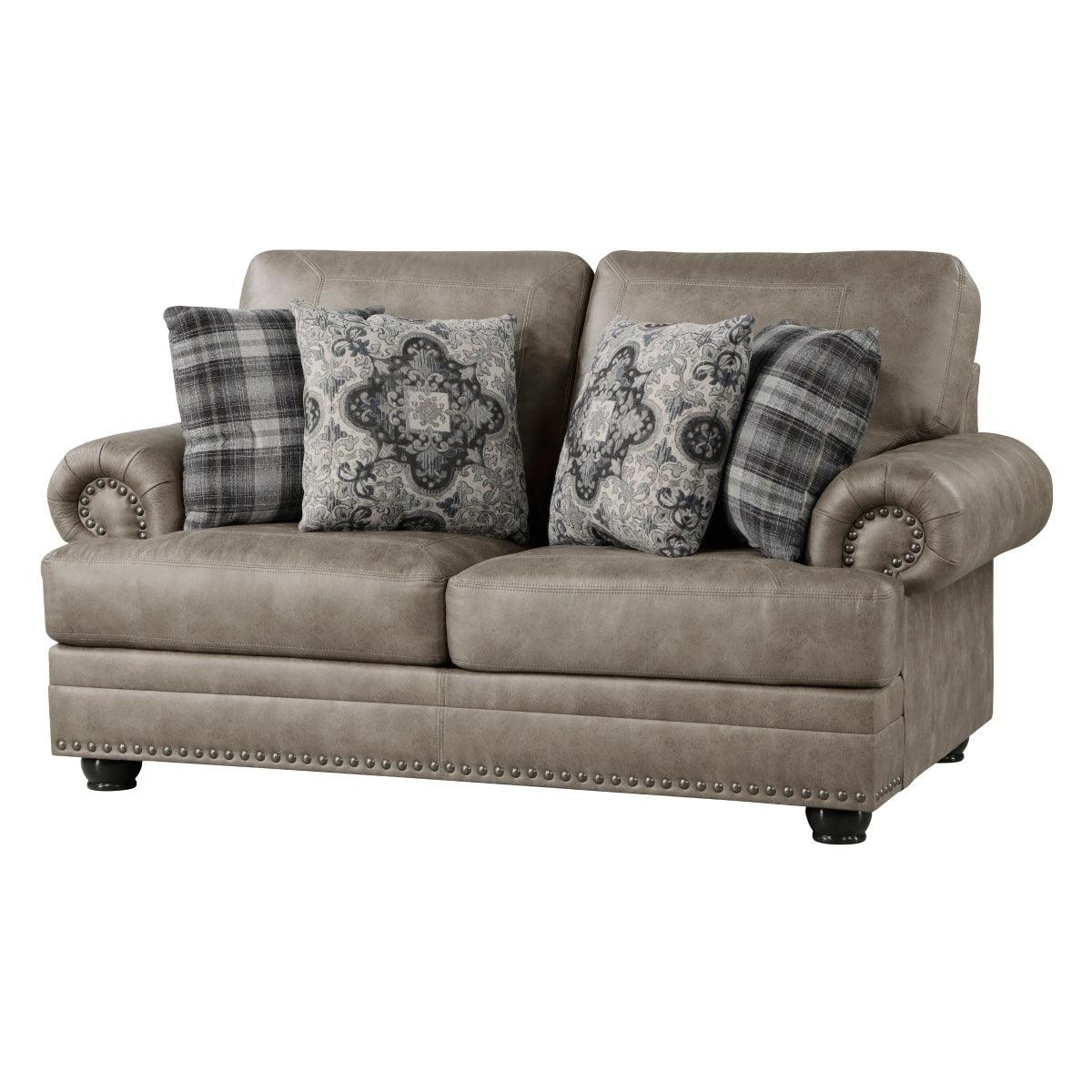 Gray Faux Leather Tufted Loveseat - Image 2