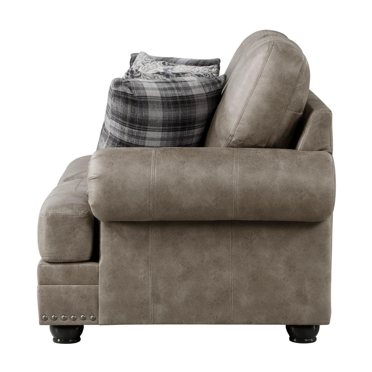 Gray Faux Leather Tufted Loveseat - Image 3