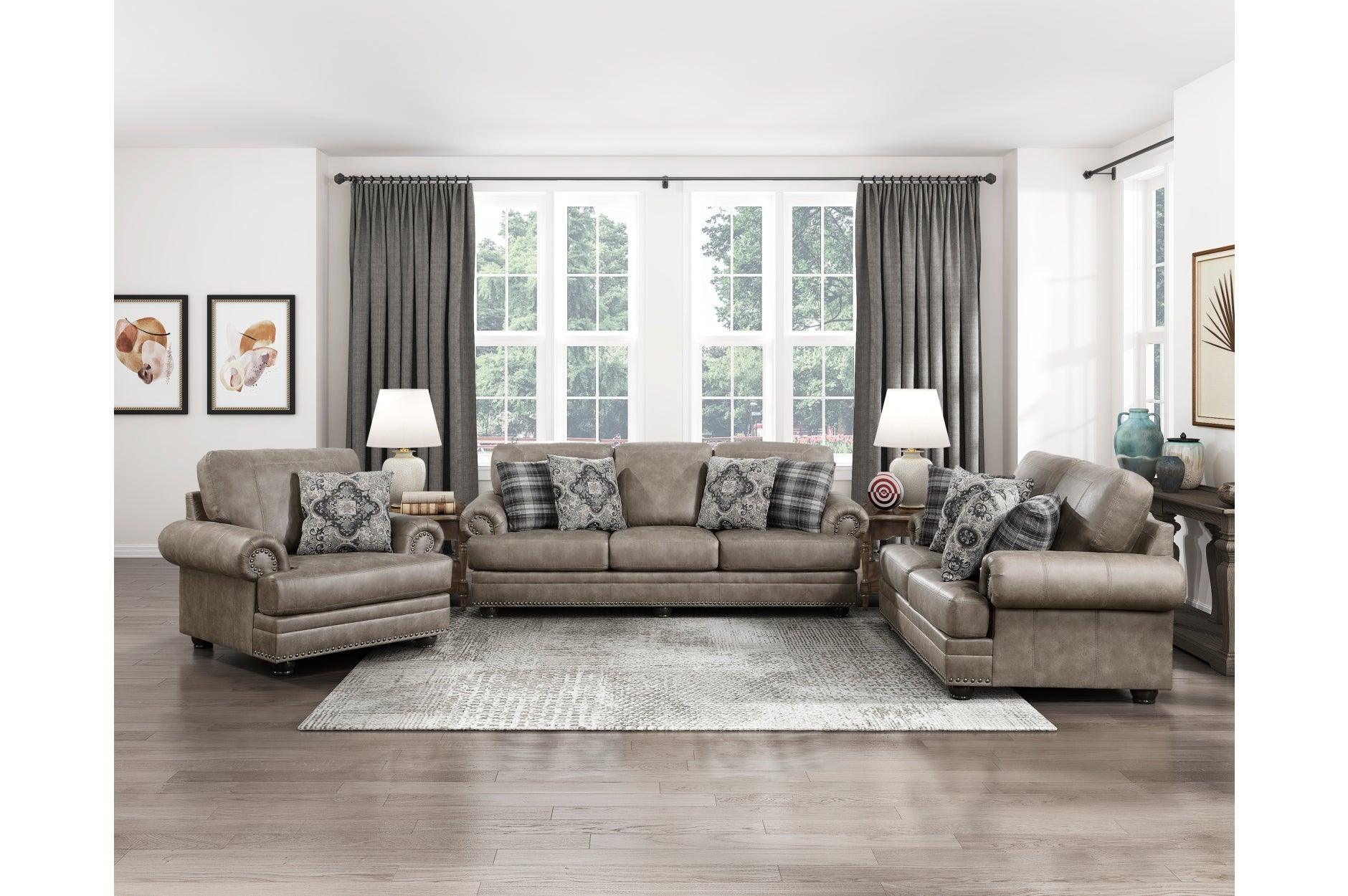 Franklin Brown Faux Leather Living Room Set - Image 2