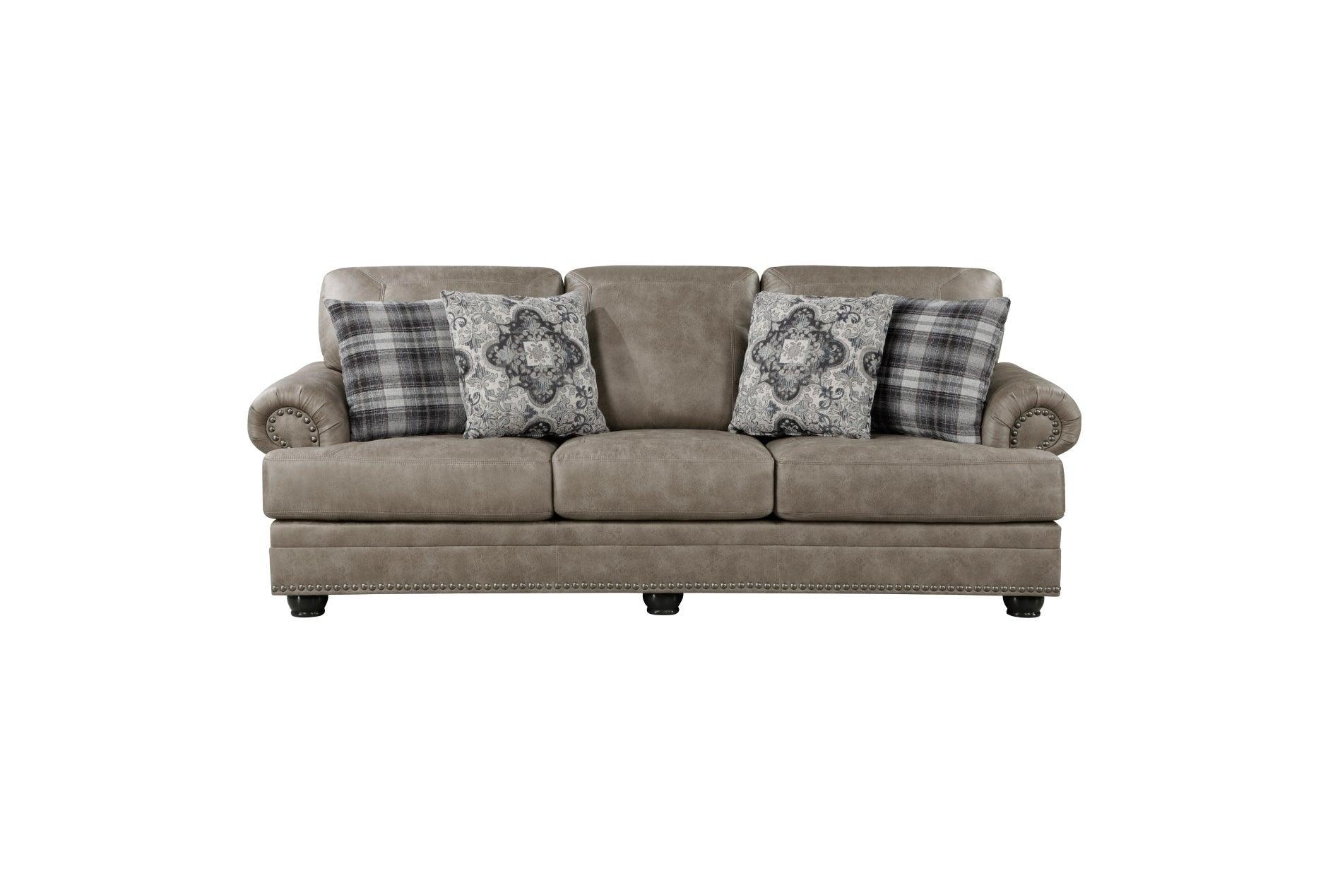 Franklin Brown Faux Leather Living Room Set - Image 3