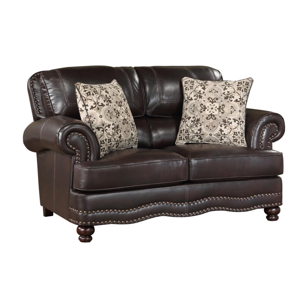Milford Brown Faux Leather Loveseat - Image 2