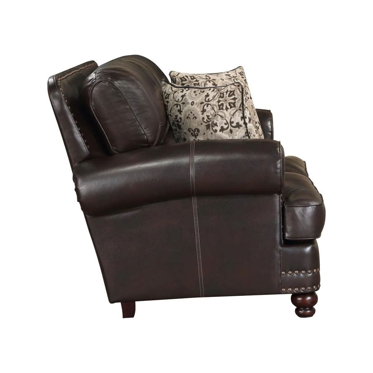 Milford Brown Faux Leather Loveseat - Image 3