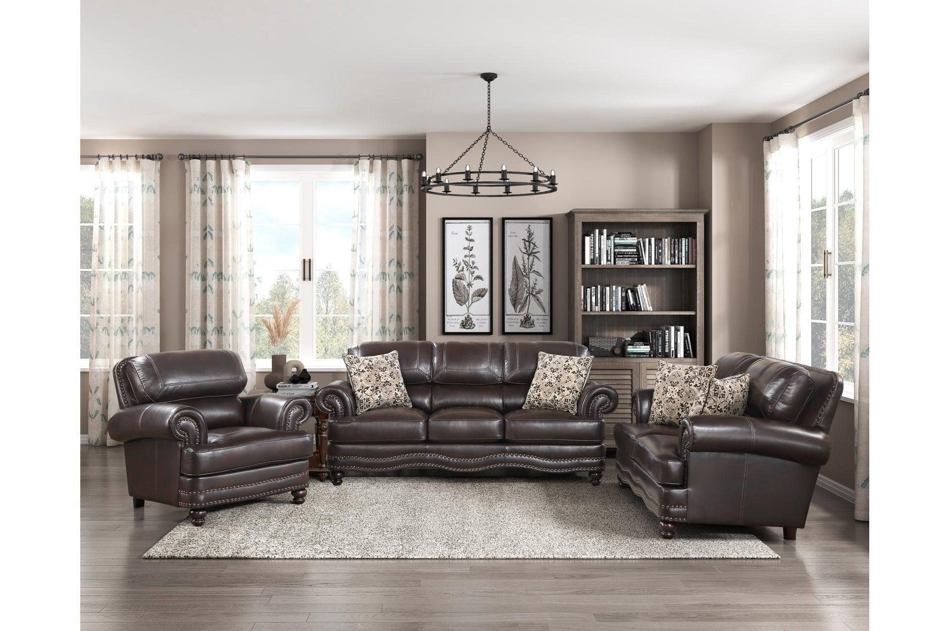 Milford Brown Faux Leather Living Room Set - Image 2