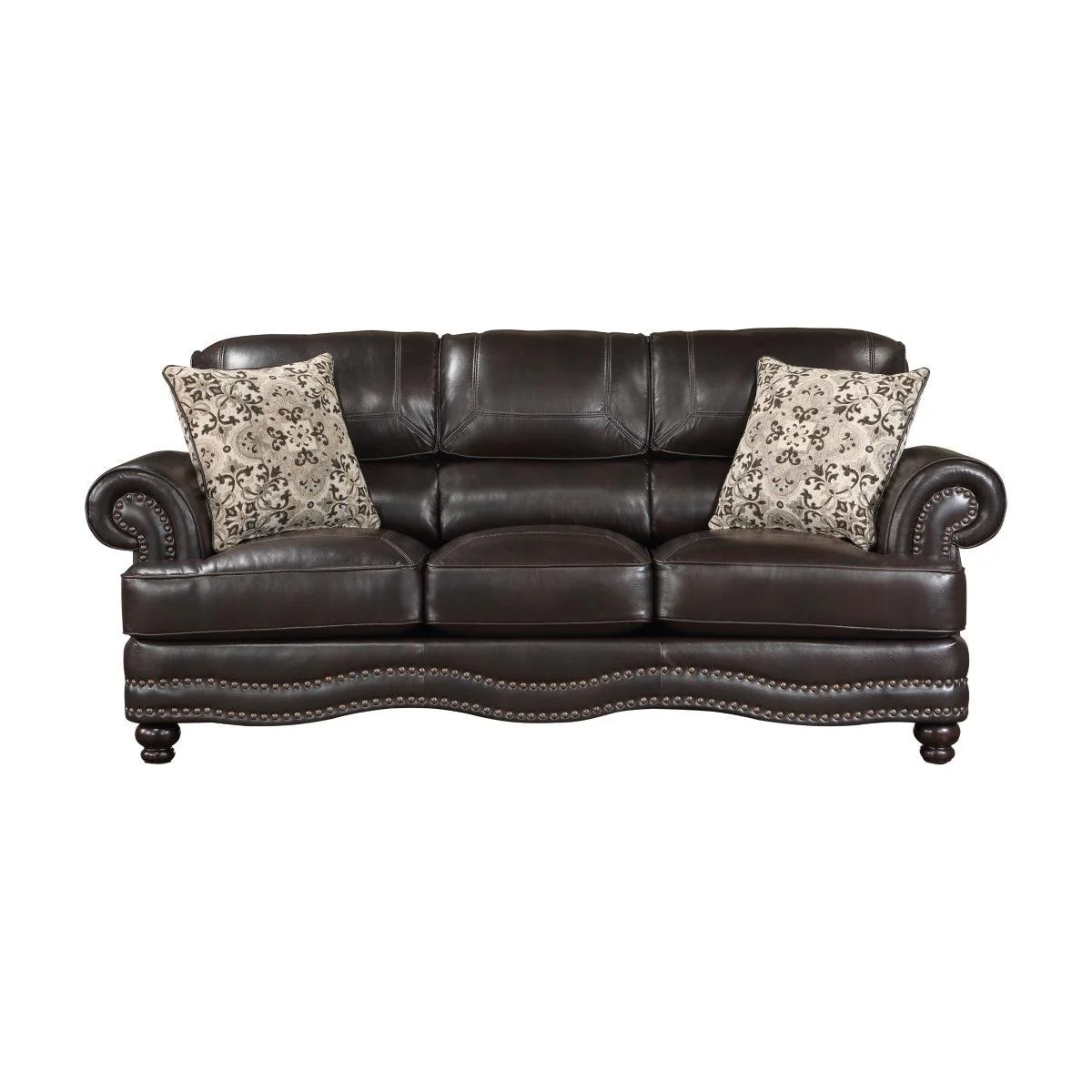Milford Brown Faux Leather Sofa - Image 1