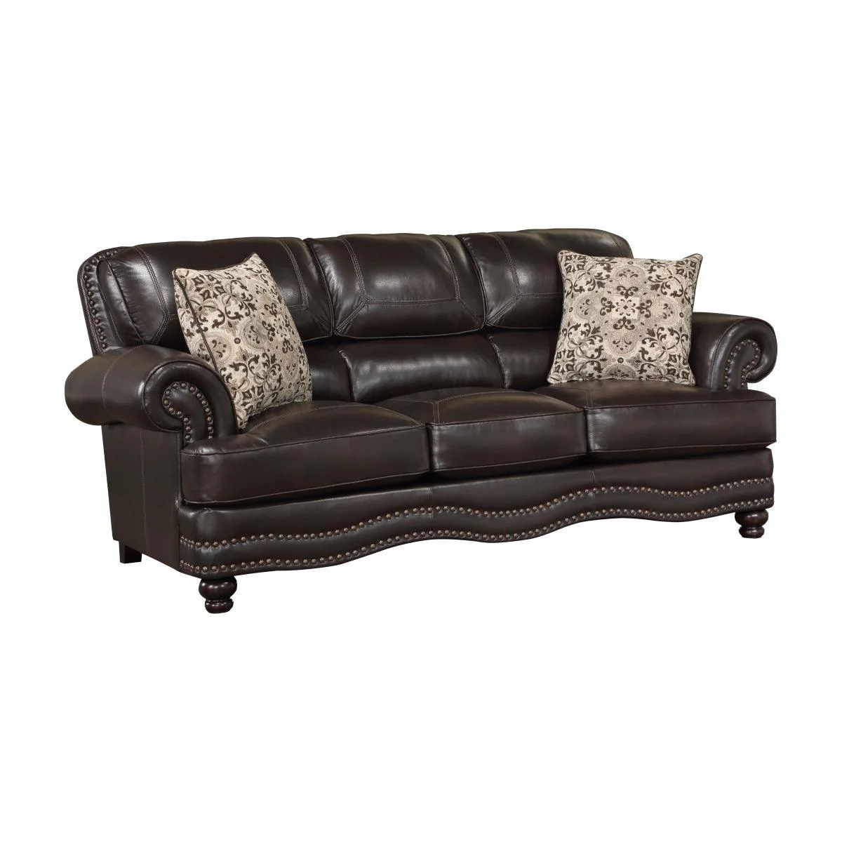 Milford Brown Faux Leather Sofa - Image 2