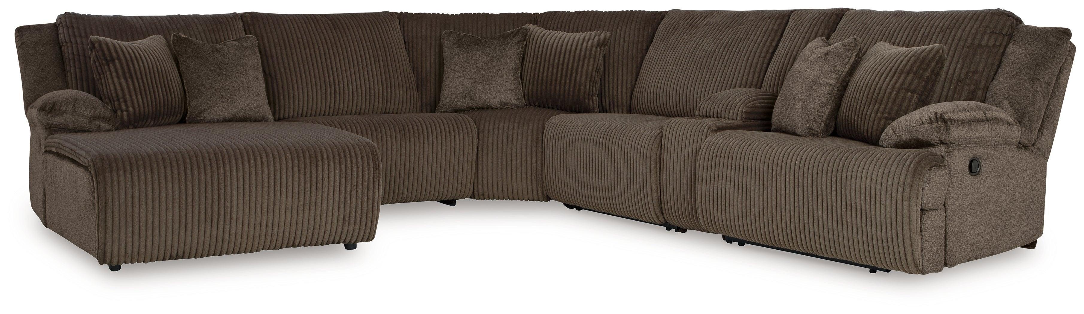 Top Tier Chocolate Velvet 6-Piece Reclining Sectional with Chaise - Image 2