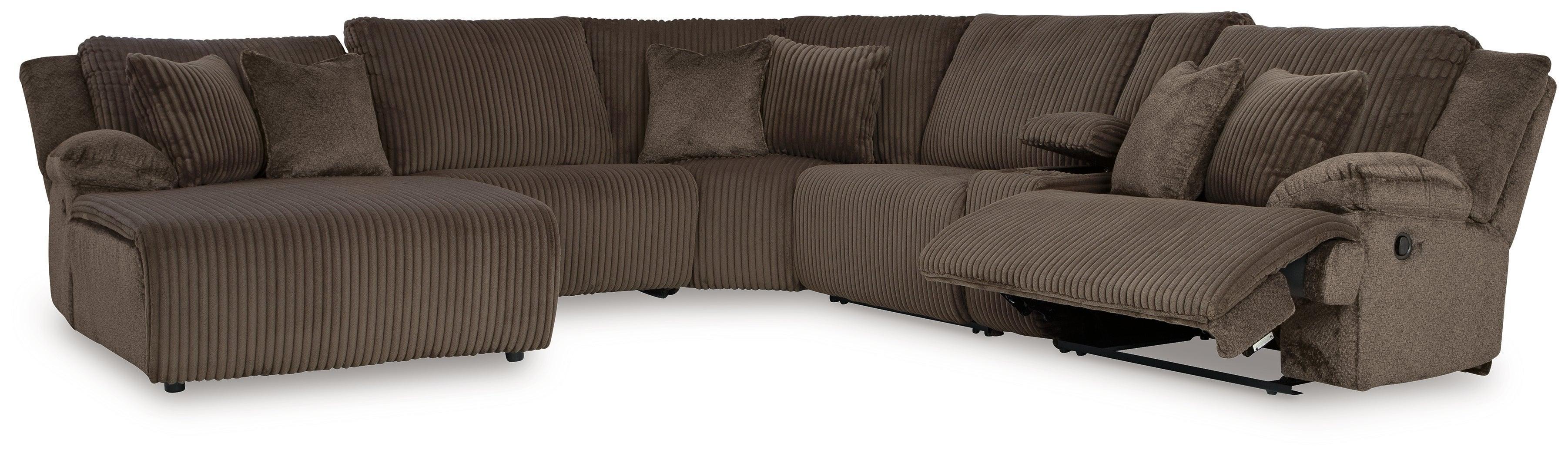 Top Tier Chocolate Velvet 6-Piece Reclining Sectional with Chaise - Image 3
