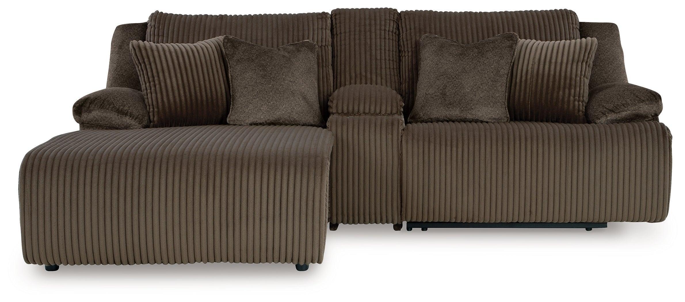 Top Tier Chocolate Velvet 3-Piece Reclining Sectional Sofa with Chaise - Image 2