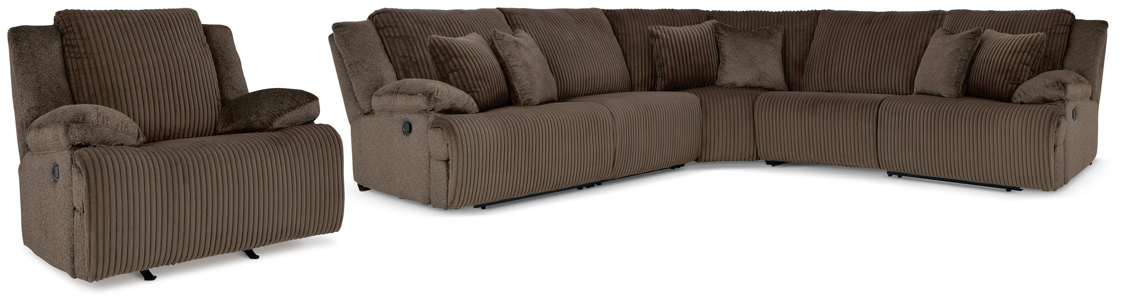 Top Chocolate Tier 5-Piece Sectional with Recliner - Image 2