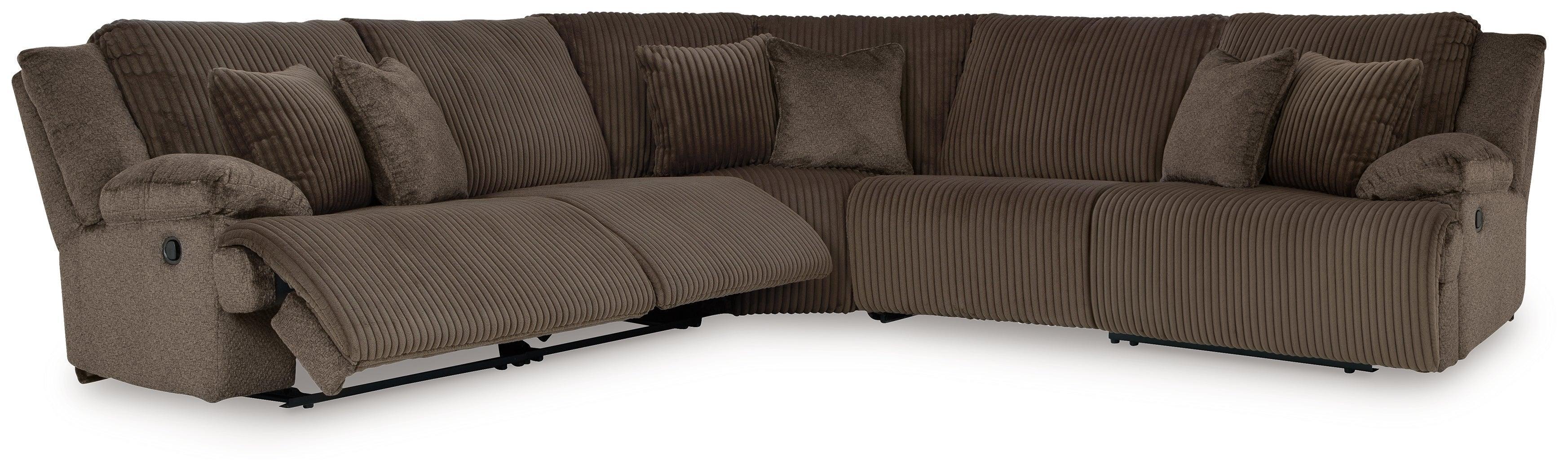 Top Tier Chocolate Velvet 5-Piece Reclining Sectional - Image 3