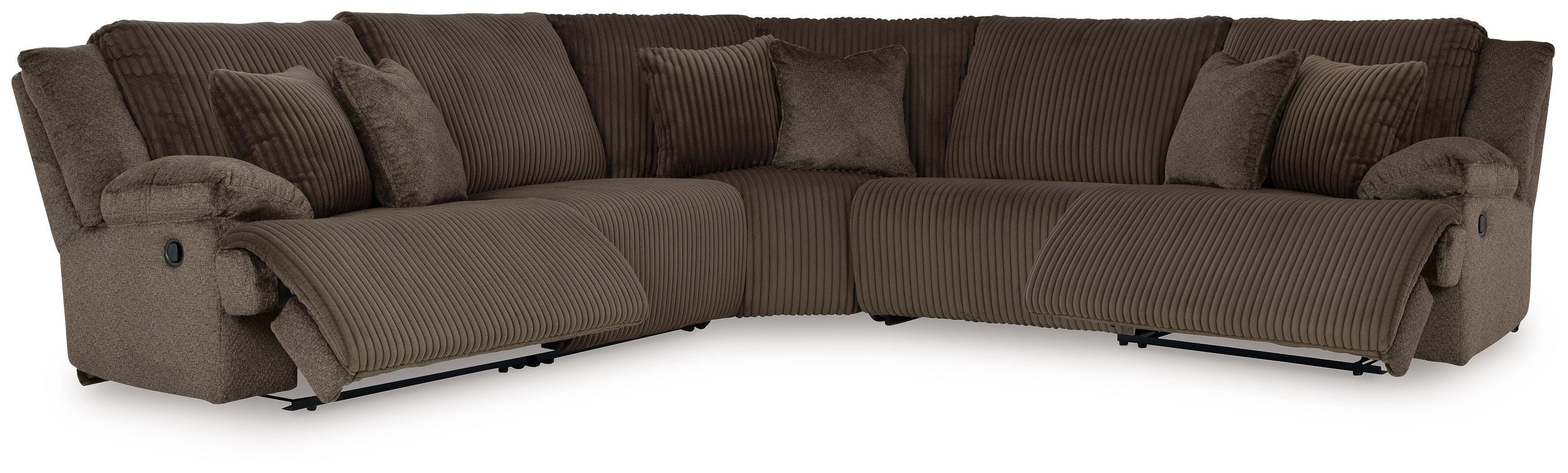 Top Tier Chocolate Velvet 5-Piece Reclining Sectional - Image 2
