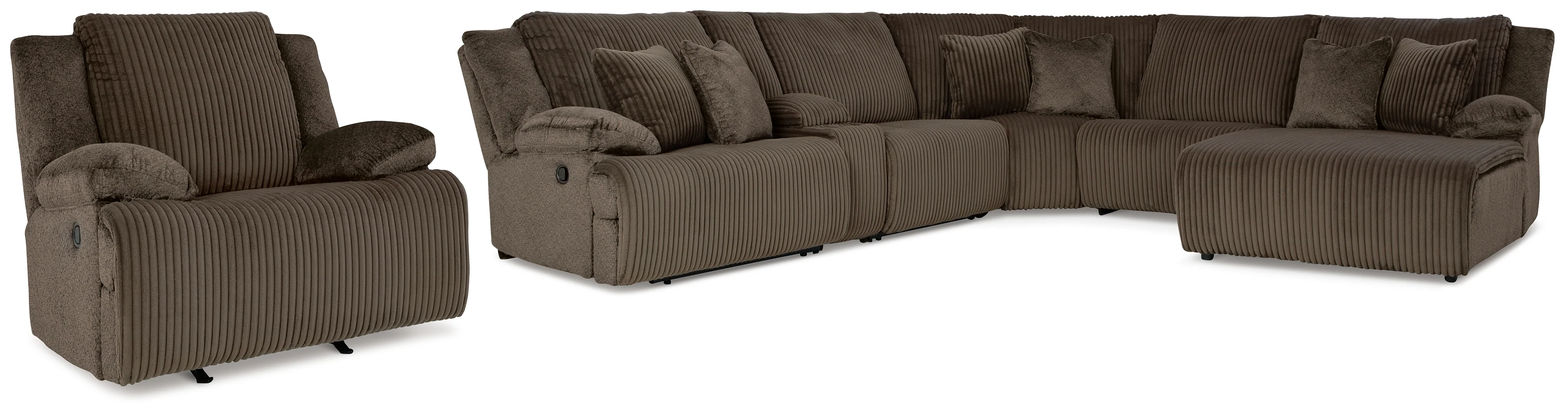Top Chocolate Tier 6-Piece Sectional with Recliner - Image 2