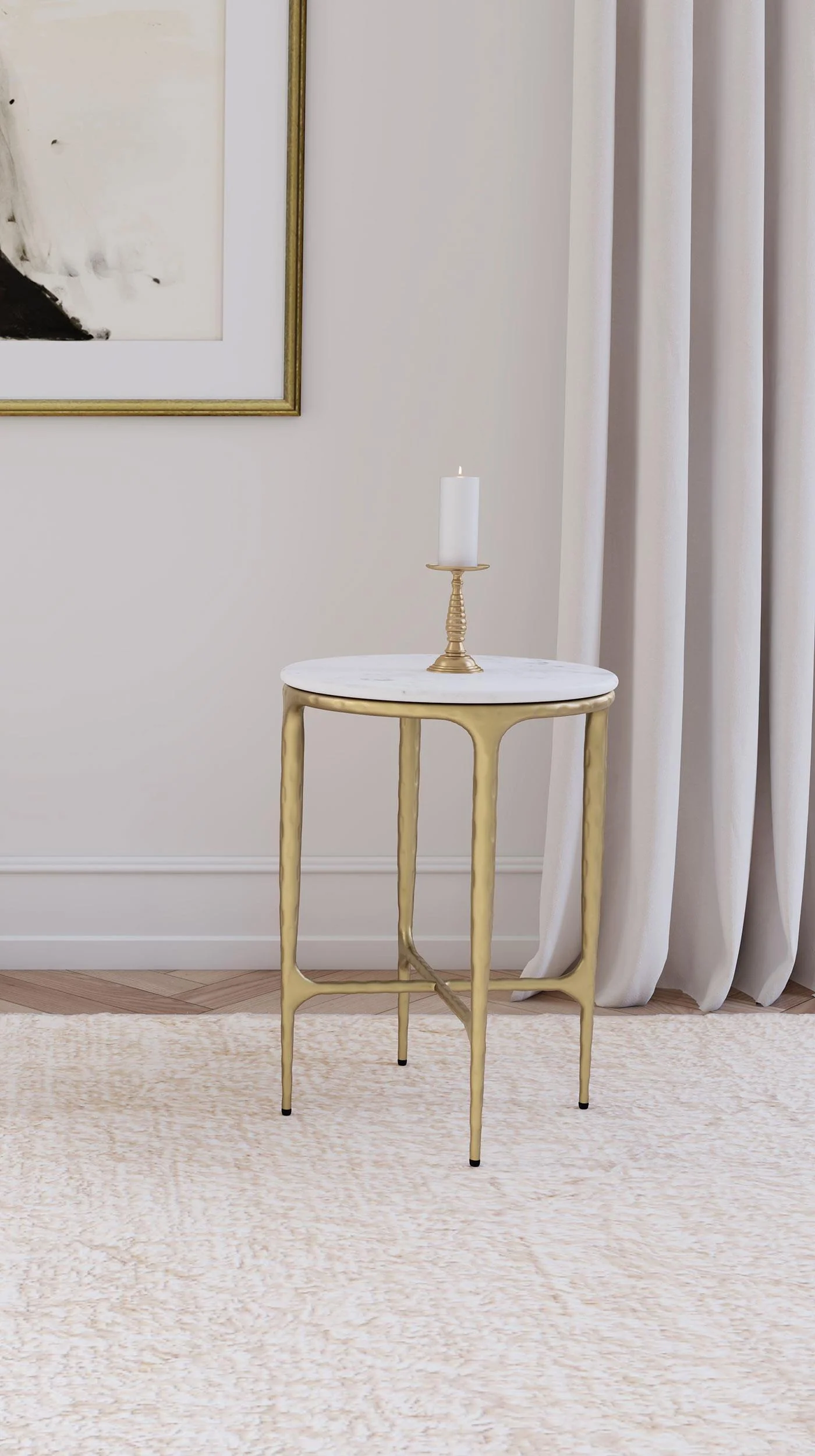 Umas Gold Marble Side Table - Image 2