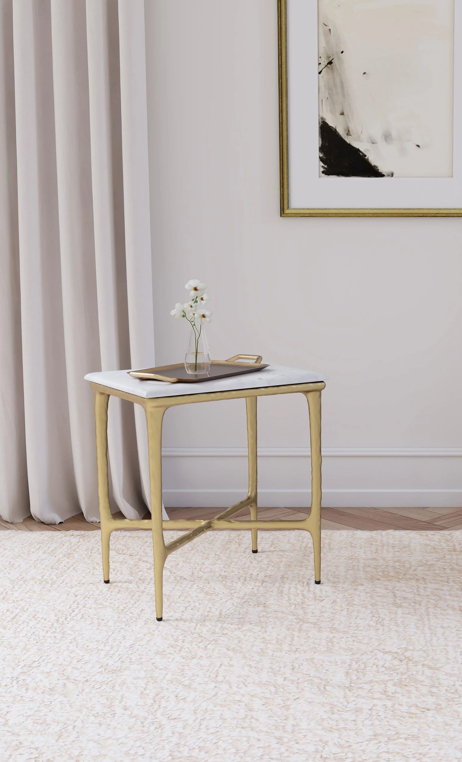 Umas Gold Marble End Table - Image 2