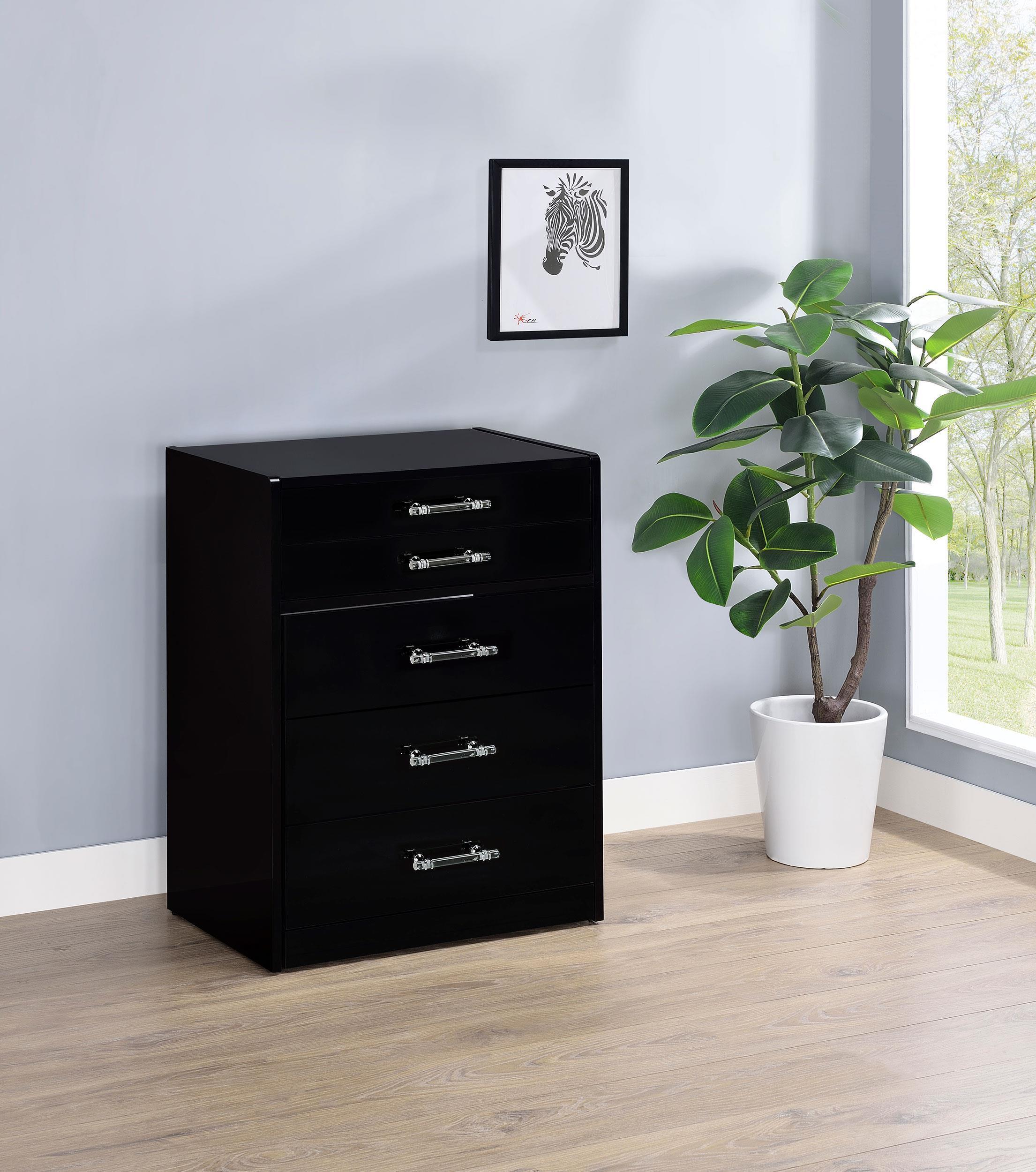 Danbury 3-drawer Makeup Vanity & Stool Set Black High Gloss - Image 2