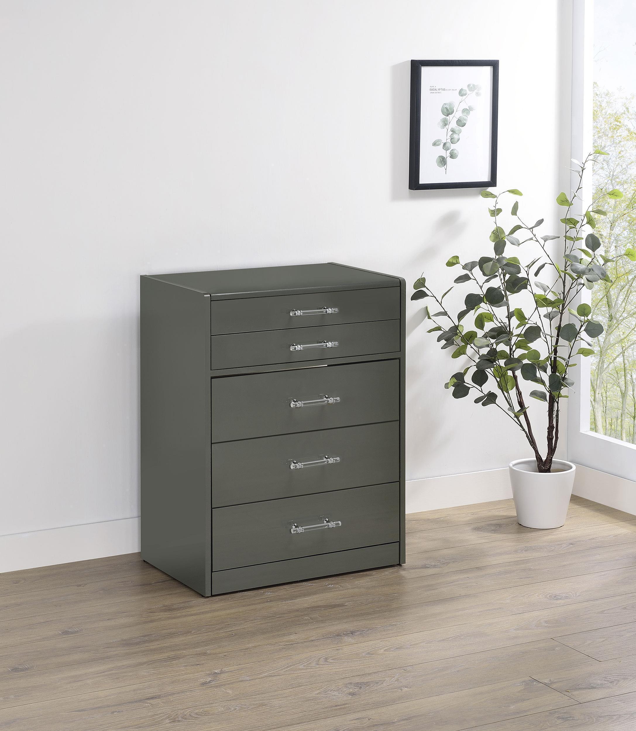 Danbury 3-drawer Makeup Vanity & Stool Set Grey High Gloss - Image 2